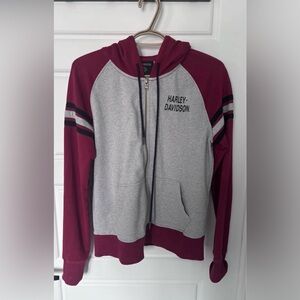 Harley-Davidson vest smallBurgundy and Gray Zip-Up Hoodie